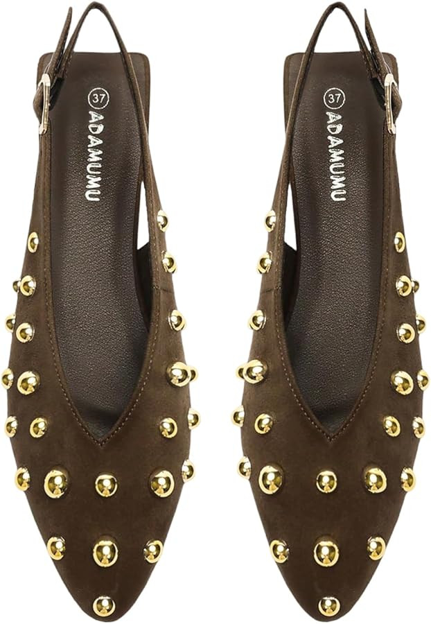 GORGLITTER Women's Studded Slingback Flats Sandals Dressy Closed Pointed Toe Going Out Wedding Mu... | Amazon (US)
