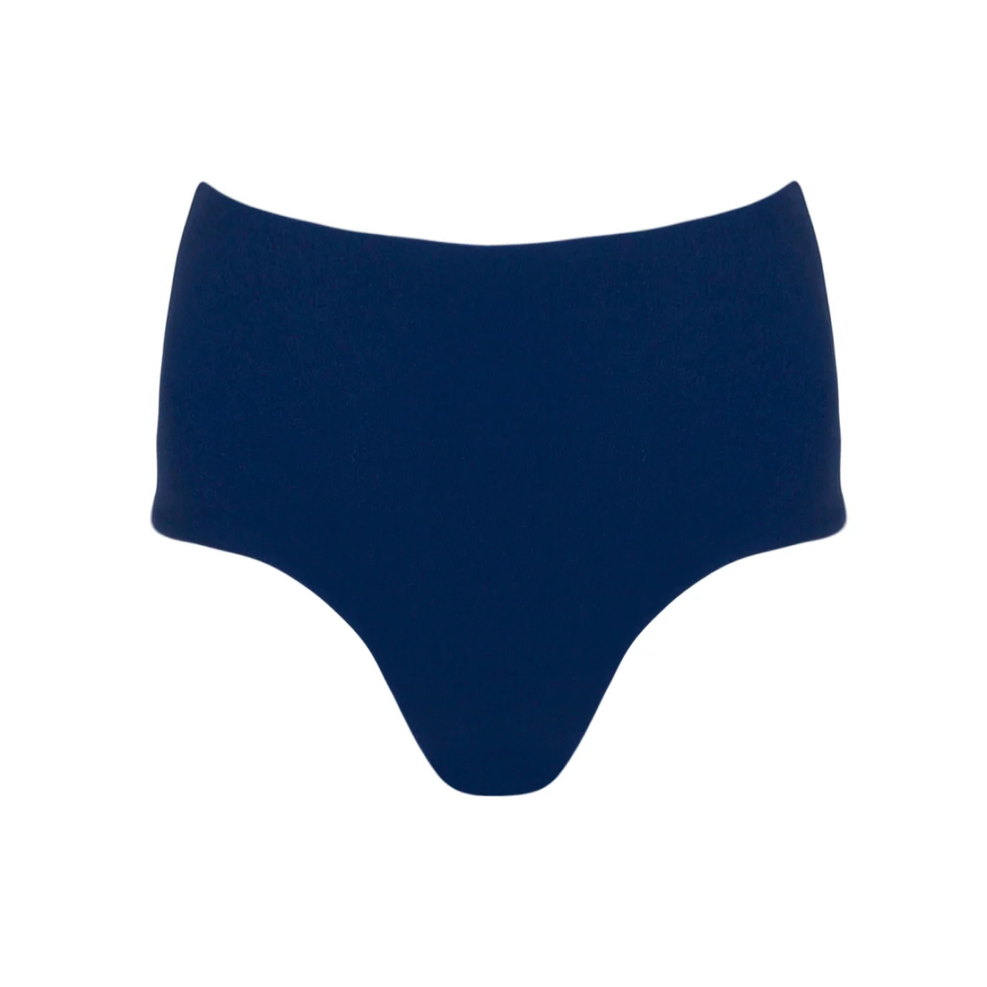 women's navy terry high waist bikini bottom | Minnow
