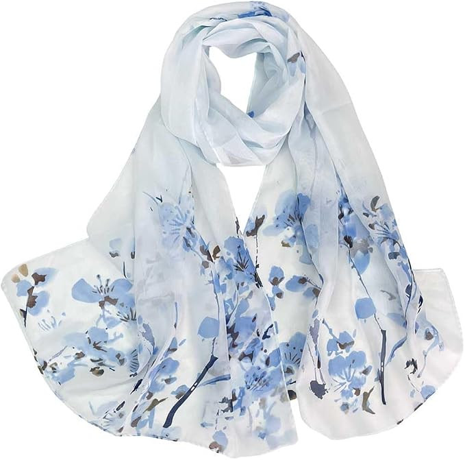 Xyueanlo Women's Chiffon Scarf Lightweight Scarves Fashion Elegant Floral Print Scarfs Shawls | Amazon (US)