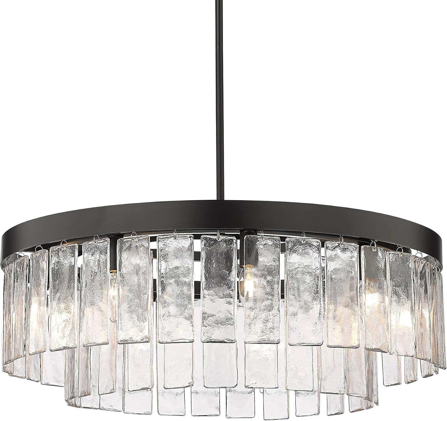 Matte Black 9-Light Hammered Water Glass Chandelier by Golden Lighting | Amazon (US)