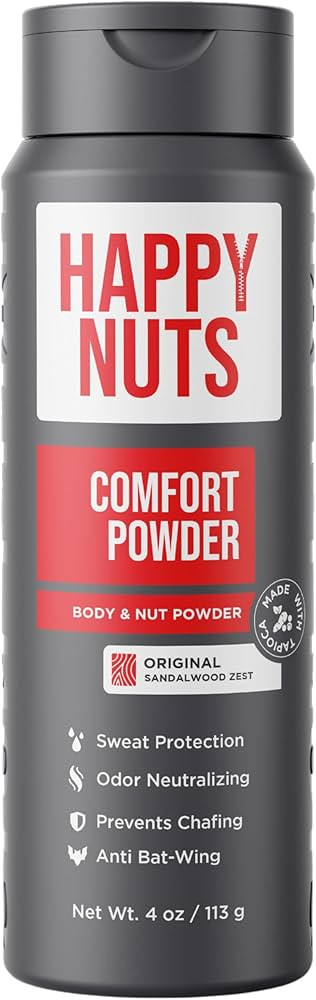 HAPPY NUTS Comfort Powder - Anti Chafing & Deodorant, Aluminum-Free, Sweat and Odor Control for J... | Amazon (US)