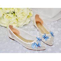 Something Blue Bridal Shoes, Flat Lace Wedding Shoes | Etsy (CAD)