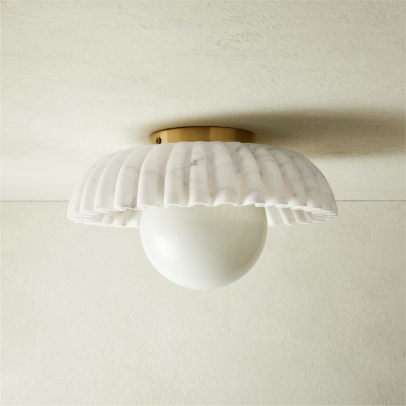 Ariel Fluted Marble Flush Mount Light + Reviews | CB2 | CB2