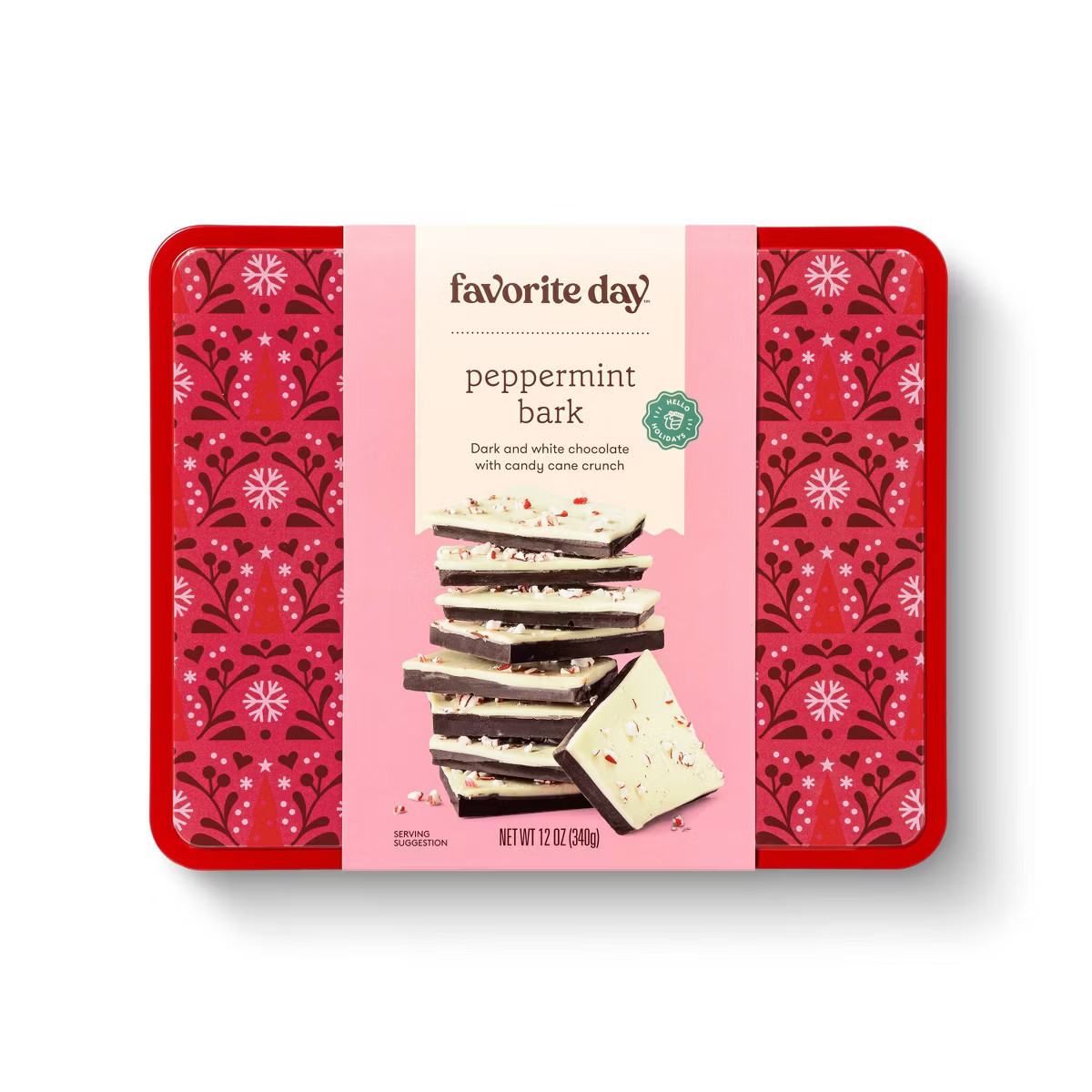 Christmas Dark and White Chocolate Peppermint Bark with Candy Cane Bits Tin - 12oz - Favorite Day... | Target