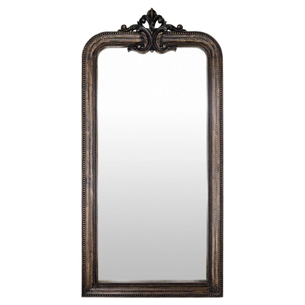 Helix Traditional Antique Dark Brown Mango Wood Full Length Floor Mirror | Kathy Kuo Home