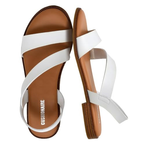 CUSHIONAIRE Lido Slingback Sandals for Women, Casual Open Toe Slip-On Design with Cushioned Footbed, White 8.5 | Amazon (US)