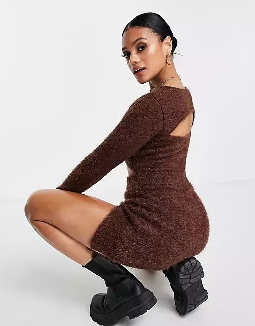 ASYOU knitted side split skirt in brown - part of a set | ASOS (Global)