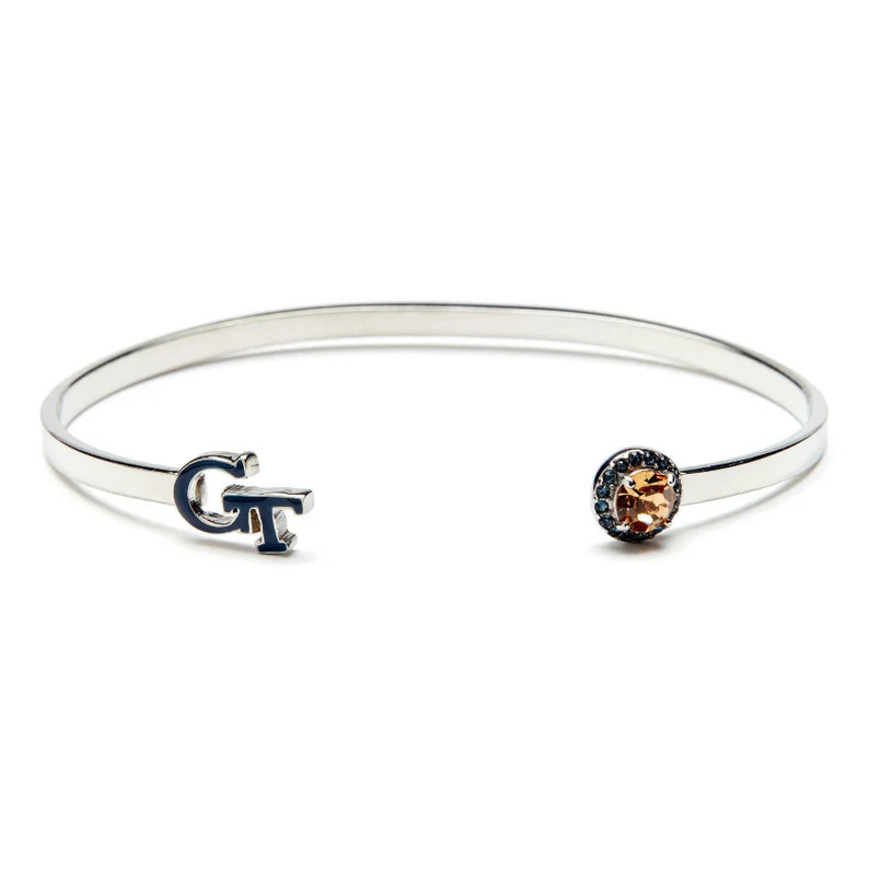 Stone Armory Georgia Tech Crystal Bangle Georgia Tech Yellow Jackets Jewelry Stainless Steel GT L... | Etsy (US)