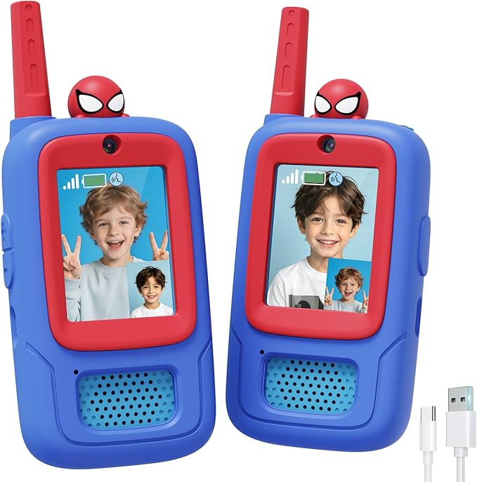 Video Walkie Talkies for Kids with Silicone Case, 2 Pack Rechargeable Long Range, Spiderman Toys ... | Amazon (US)