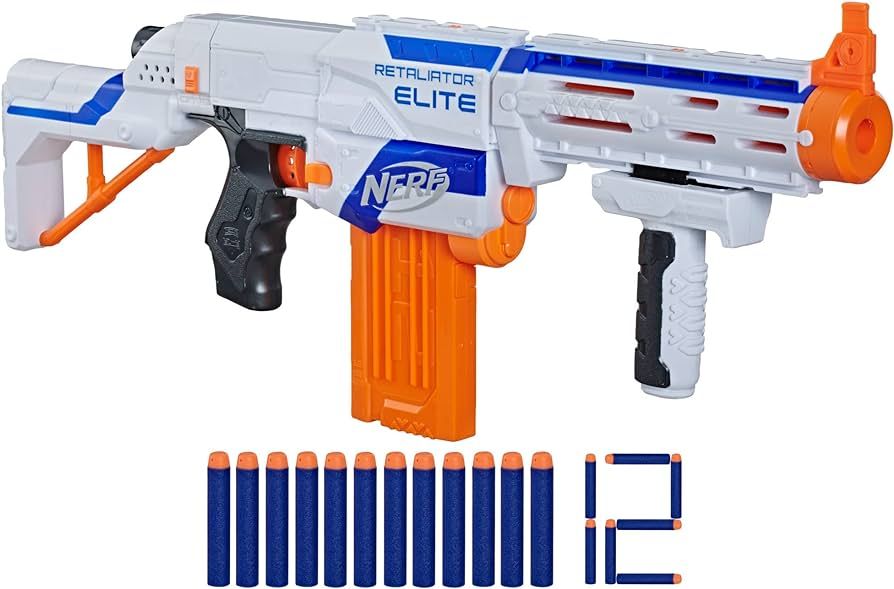 NERF N-Strike Elite Retaliator Blaster, Stock, Grip, Barrel, 12-Clip, 12 Darts, Outdoor Toys for ... | Amazon (US)