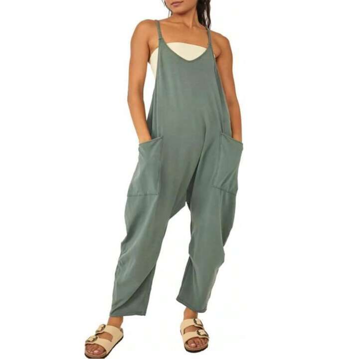 PiePieBuy Women's Sleeveless Maternity Jumpsuits Casual Spaghetti Strap Overalls Long Harem Pants... | SHEIN