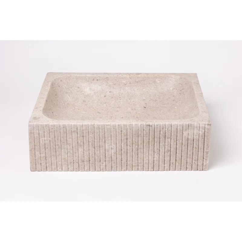 Natural Stone Vessel Bathroom Sink Rectangular Fluted Marble | Wayfair North America