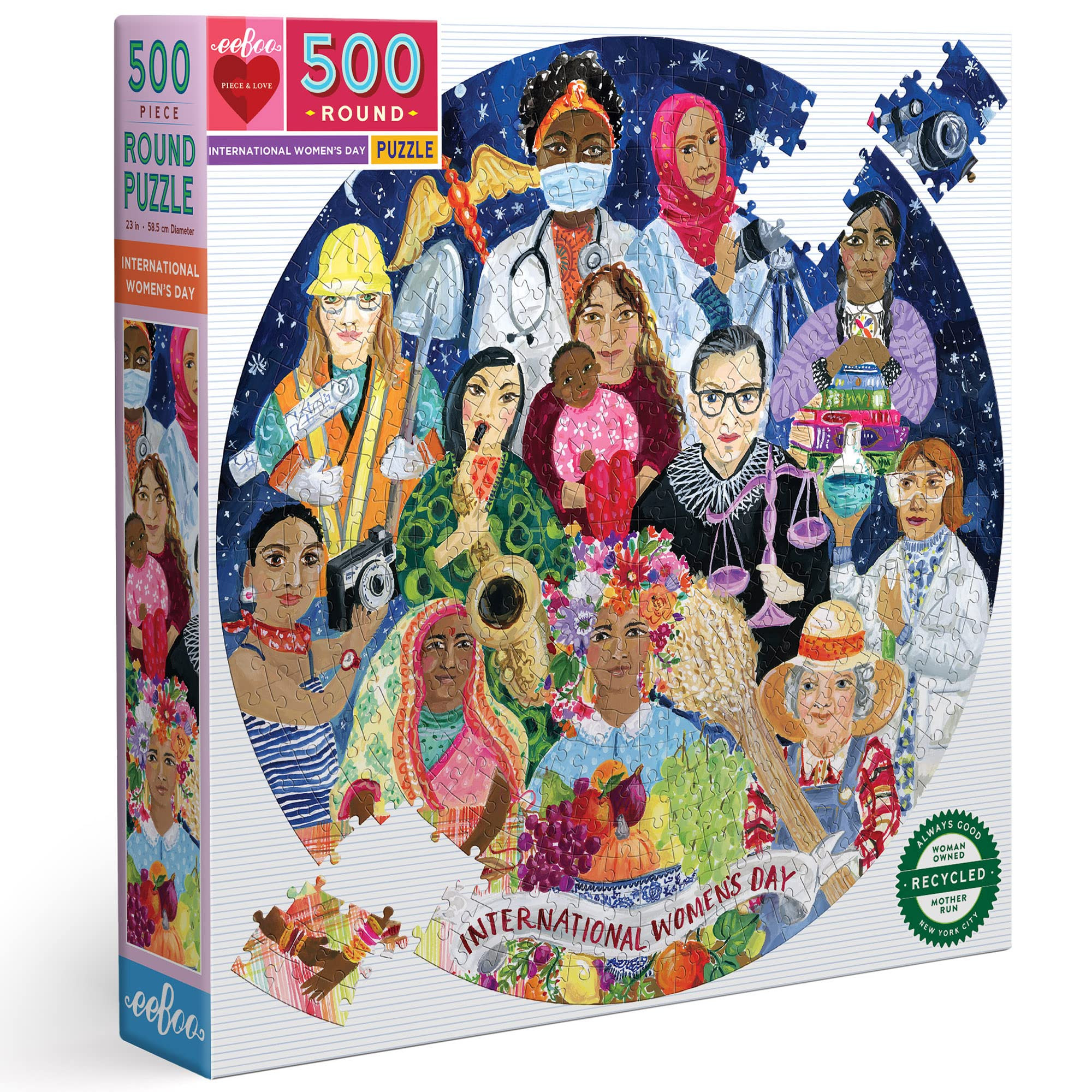 eeBoo 500 Piece Puzzle - International Women's Day Jigsaw Puzzle for Adults, Circular with 23" Di... | Amazon (US)