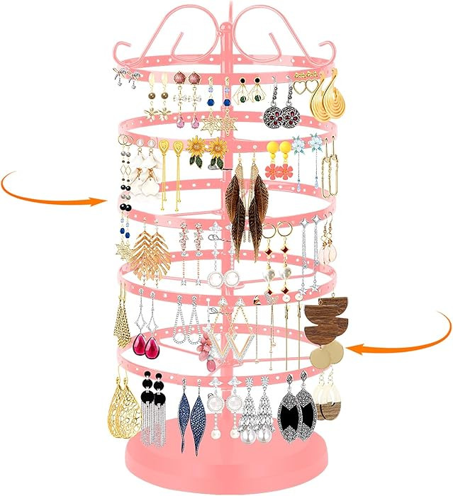 5 Tiers Rotating Earring Holder Organizer Stand,220 Holes Stud Earring Organizers and Storage，J... | Amazon (US)