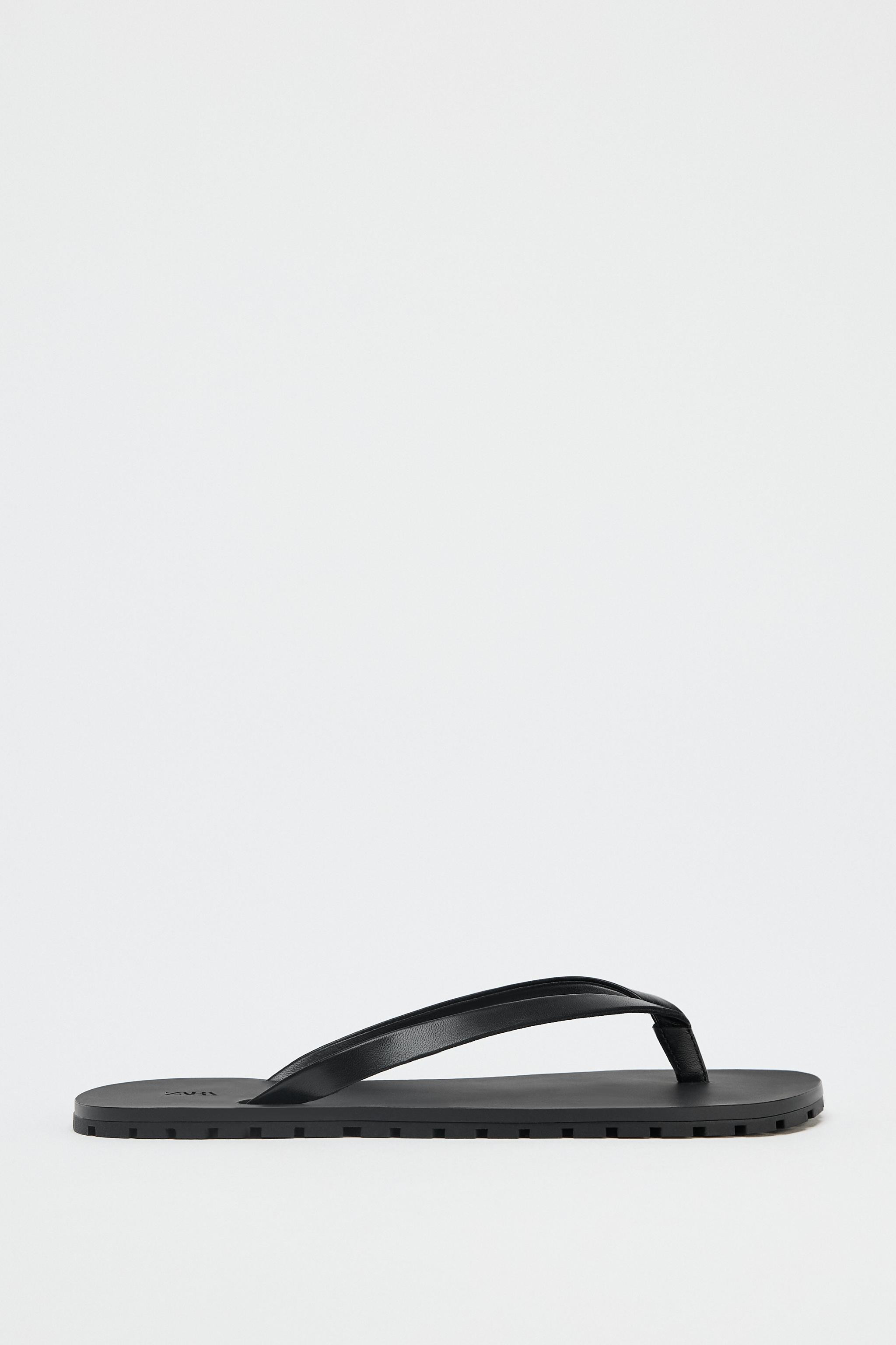 LEATHER SANDALS WITH RUBBER SOLE | Zara UK