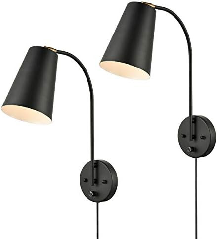 2-Pack Modern Plug in Wall Sconces Industrial Wall Lamps with Cord Swtich | Amazon (US)