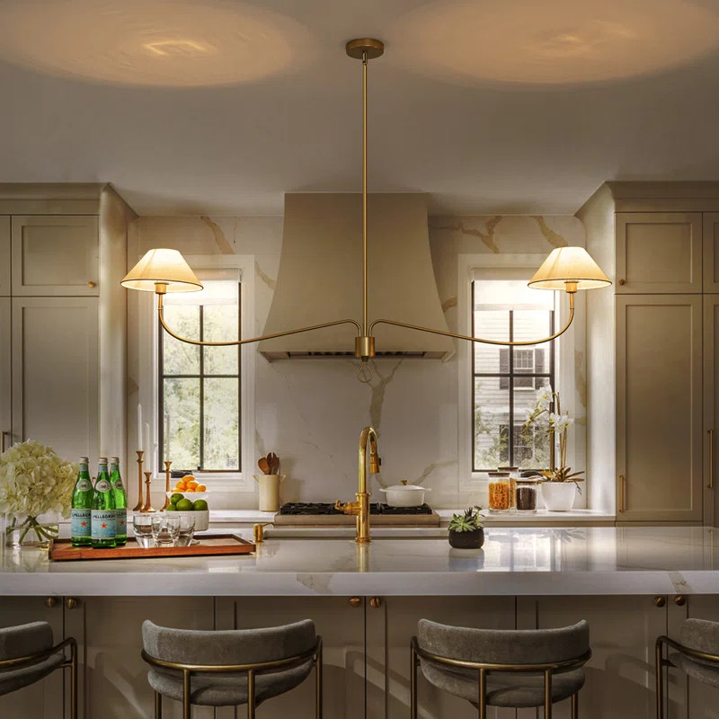 Modern Minimalist 2 - Light Dimmable Large Elegant Fabric Linear Chandelier | Wayfair North America