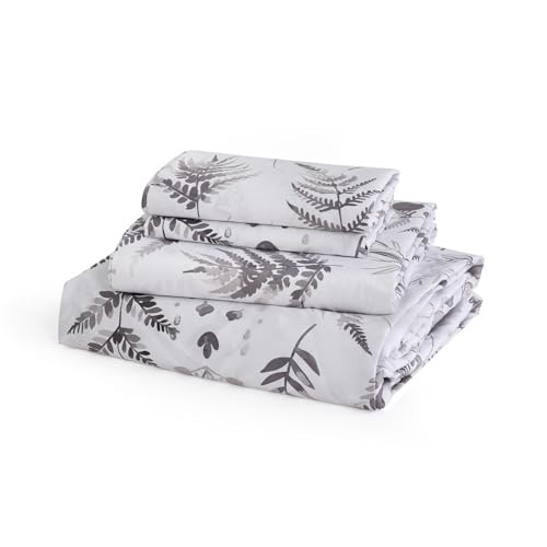 JSD 100% Cotton Full Sheet Set, Boho Grey Printed Sateen Sheets | Amazon (US)