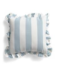 Made In Usa Cabana Striped Ruffle Indoor And Outdoor Pillow | TJ Maxx