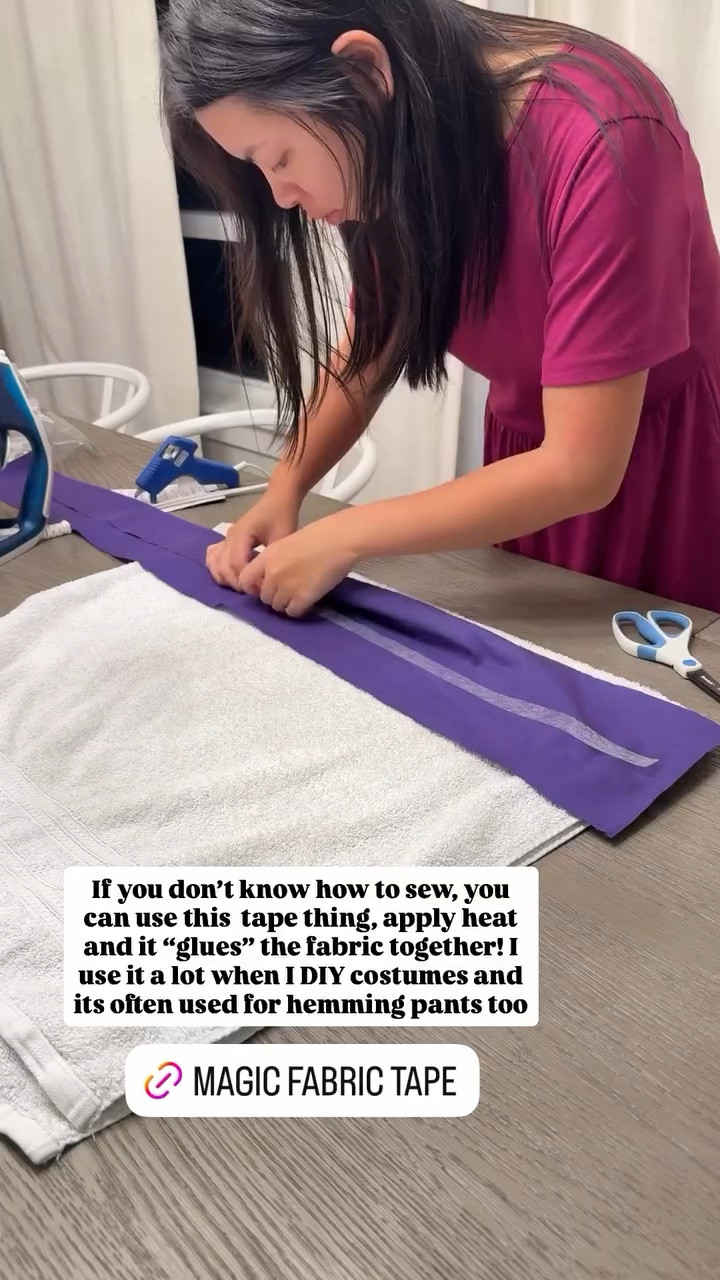 MAGIC FABRIC TAPE! If you don't know how to sew, you can use this tape thing, apply heat and it "glues" the fabric together! ! use it a lot when I DIY costumes and its often used for hemming pants too. 

#LTKHome #LTKHoliday #LTKFindsUnder50