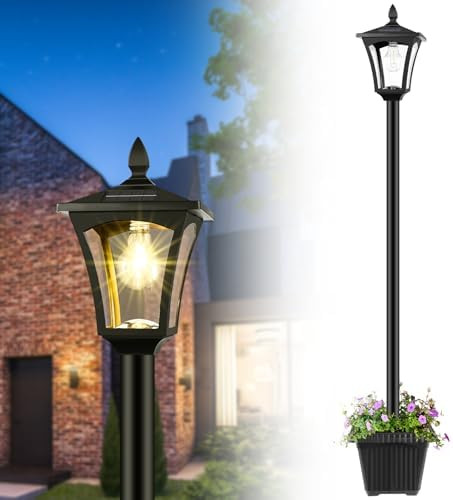 Derynome 72" Solar Outdoor Light with Planter,Waterproof Solar Post Lamp Ligts, Garden Lights for... | Amazon (US)