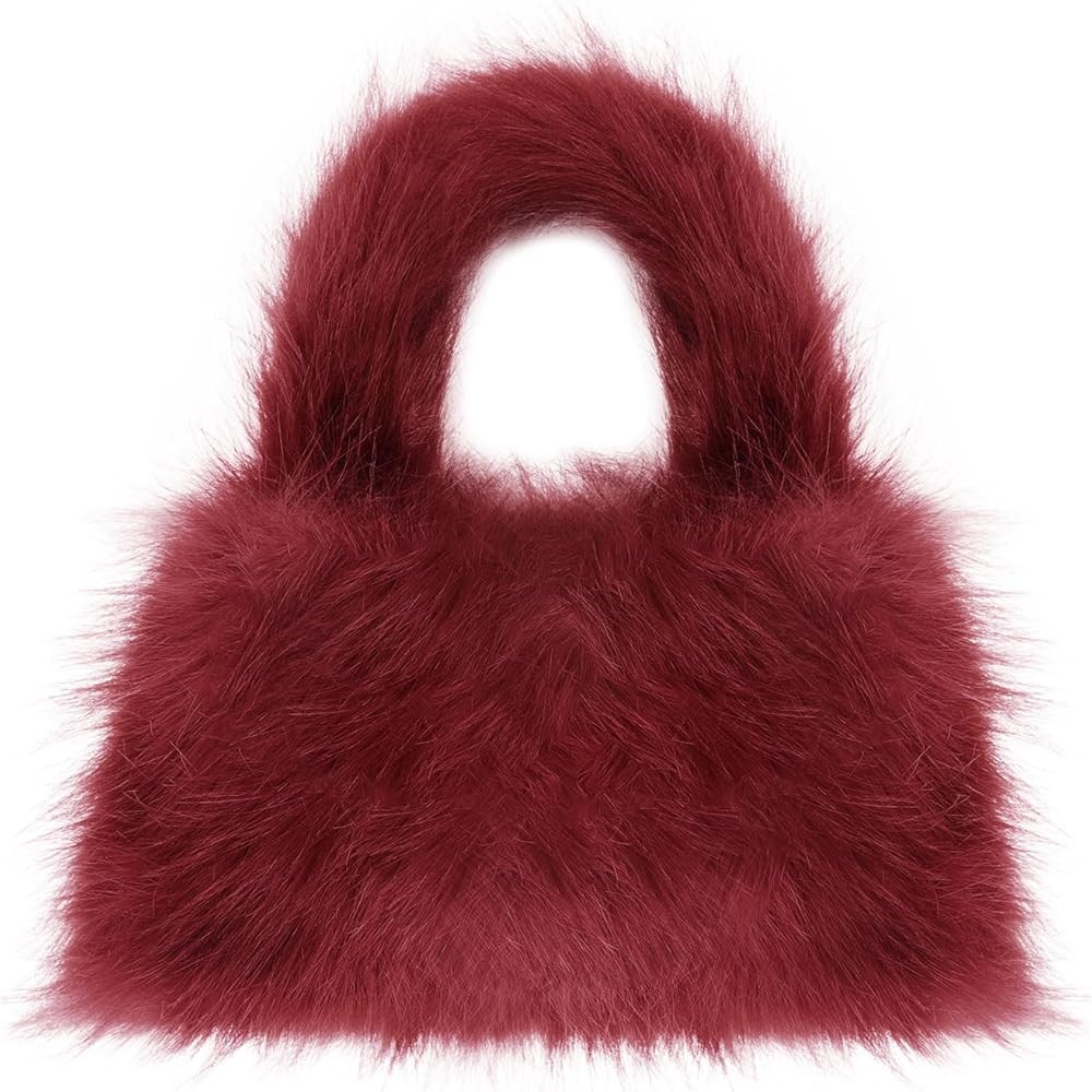 HAOAN Trendy Faux Fur Handbag Purse Furry Hobo Bag Fuzzy Tote Bag for Women | Amazon (US)