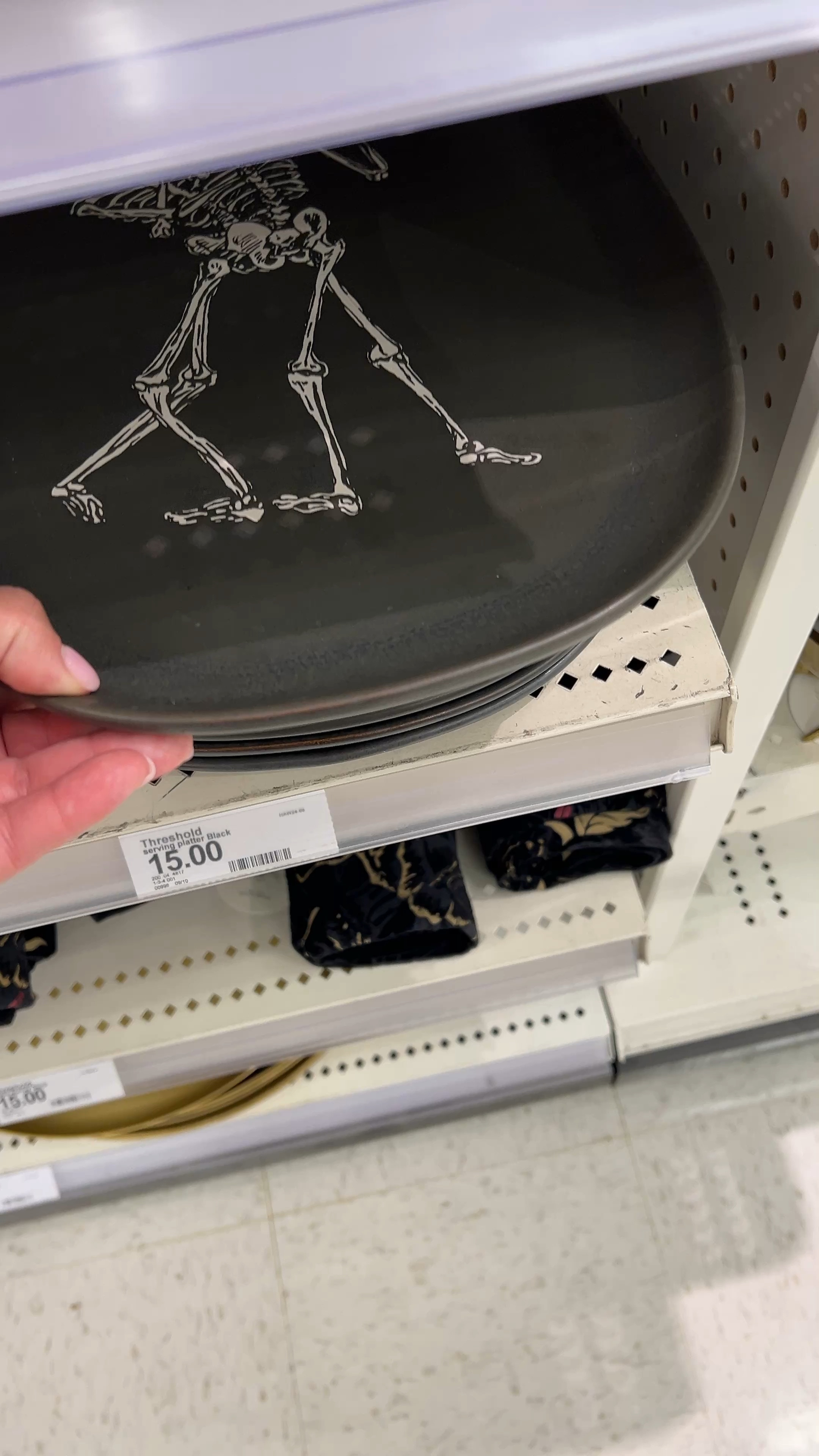 Halloween serving plate from Target. Two skeletons dancing. 💃 🕺! It’s embossed and heavy duty ceramic! Great for Halloween parties! 

#LTKHalloween