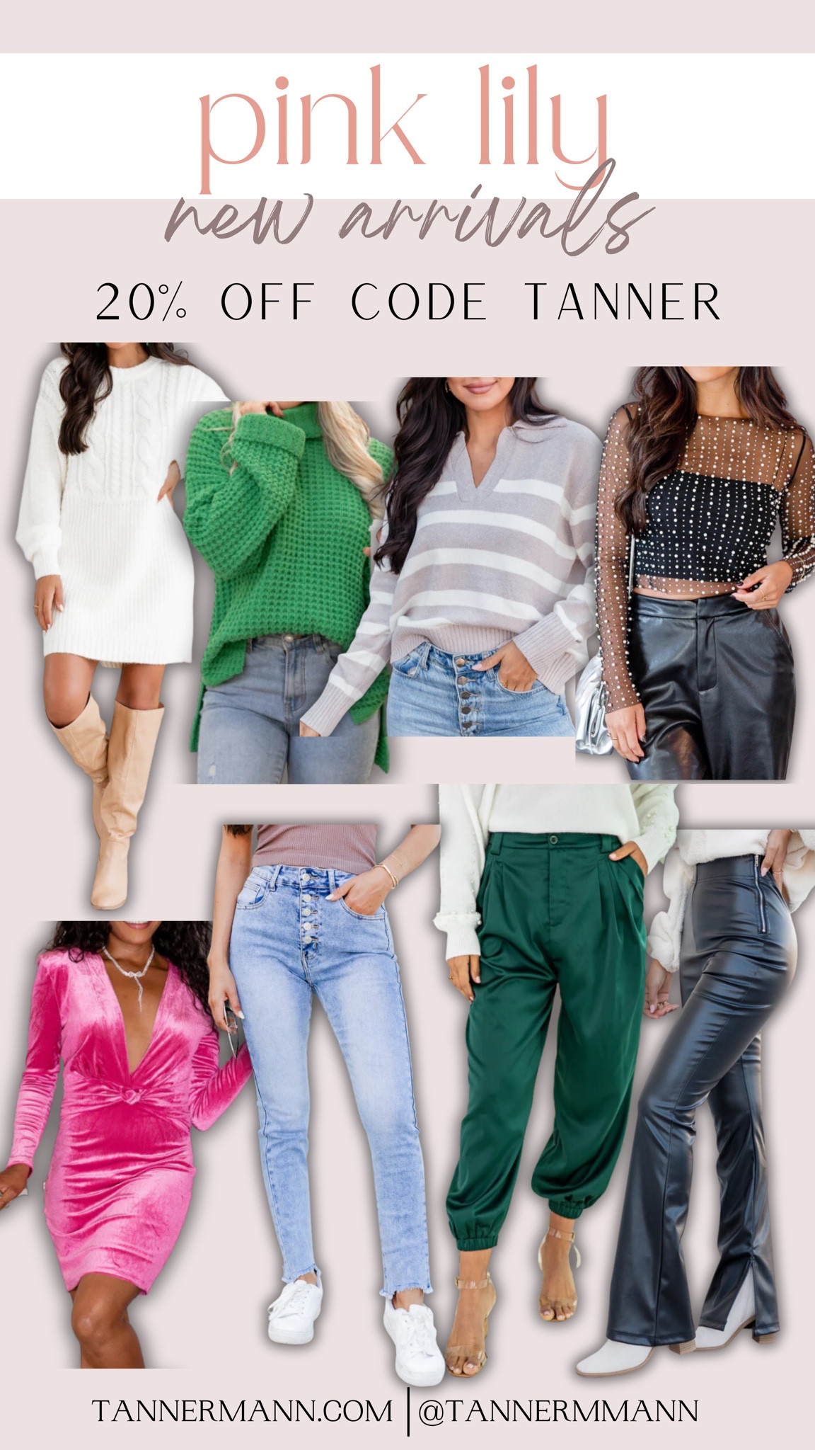 Pink Lily New Arrivals 20% Off with Code “TANNER” 

#LTKstyletip #LTKHoliday #LTKSeasonal