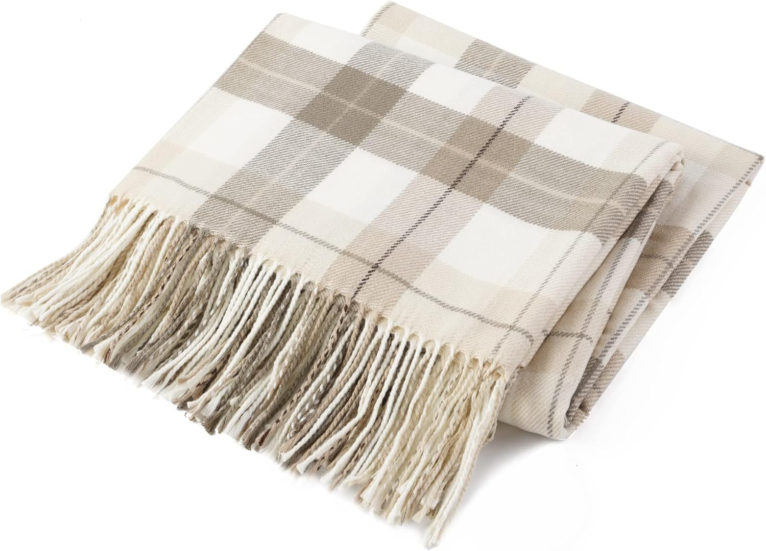 BATTILO HOME Fall Plaid Throw Blanket for Couch, Farmhouse Checkered Decor Throw, Lightweight Bei... | Amazon (US)