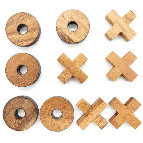 BSIRI Tic Tac Toe Wooden Board Games (Only X-O Pieces)- Unique Gifts, Fun Gifts for Kids and Adults and Use as Living Room Rustic Table Decor Ideal for Coffee Table Decor | Amazon (US)