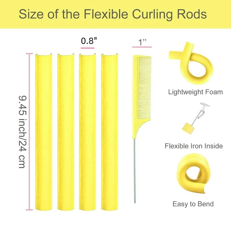 Flex Rods for Hair,30 Pcs Hair Curling Rods,0.79" Hair Curlers,Large Flexible Curling Rods with a... | Walmart (US)