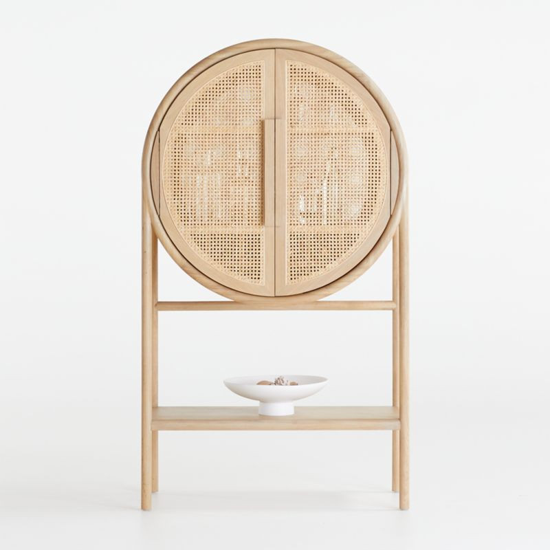 West Natural Cane Bar Cabinet | Crate and Barrel | Crate & Barrel