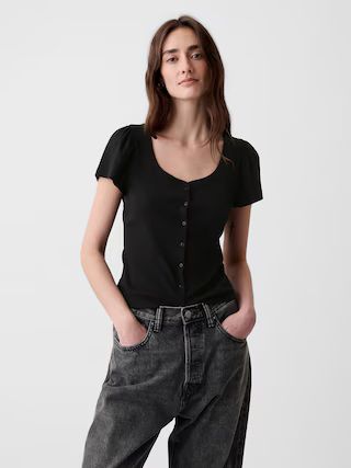 Modern Rib Cropped Cardigan Shirt | Gap (US)