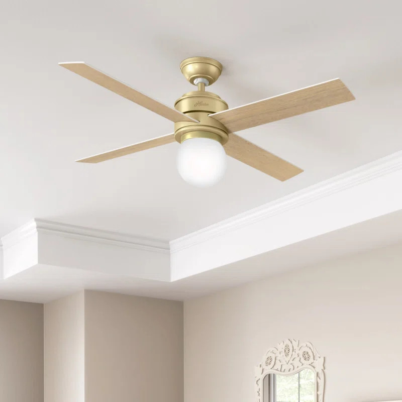 52" Hepburn 4 - Blade Indoor Modern Glam Ceiling Fan with Lights and Wall Control | Wayfair North America