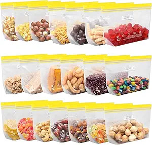SPLF 20 Pack Reusable Snack Bags Dishwasher Microwave Safe, BPA Free Extra Thick Leakproof Reusab... | Amazon (US)