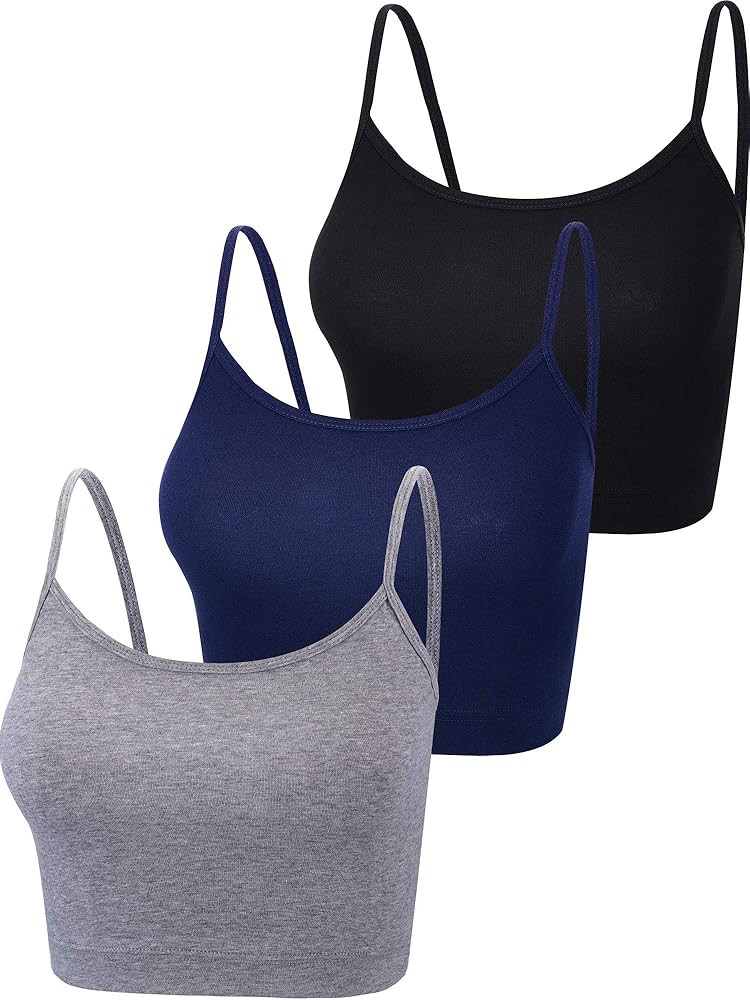 Boao 3 Pcs Crop Camisole Top Spaghetti Strap Tank Sleeveless Crop Tank Top for Women Sports | Amazon (US)