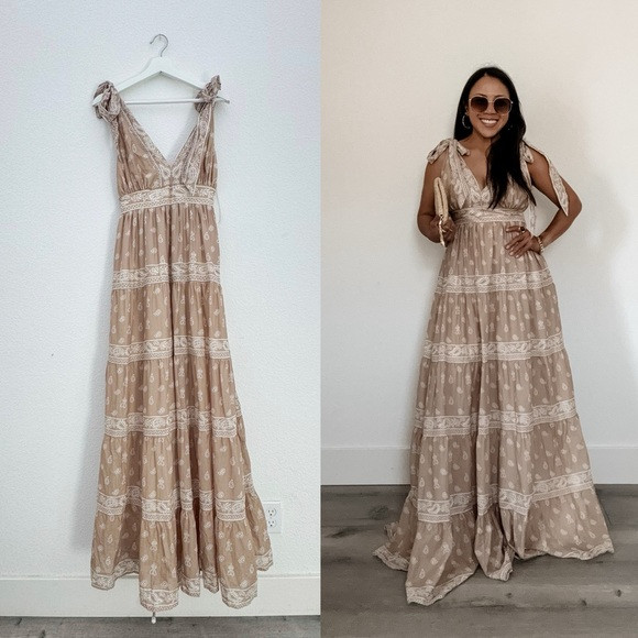 Beige Paisley Maxi Dress (S) | Poshmark