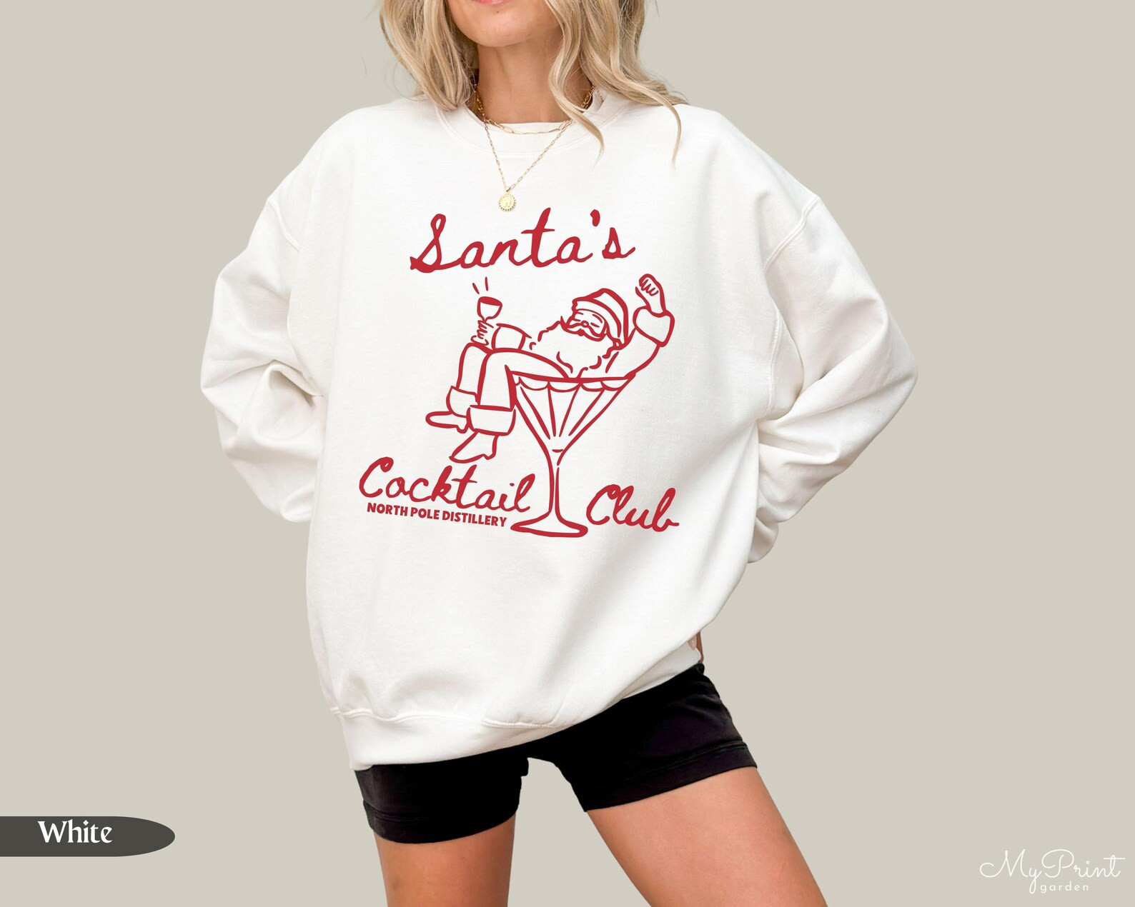 Funny Christmas Martini Sweatshirt, Christmas Cocktail Sweatshirt, Santa's Coctail Club Sweater, ... | Etsy (US)