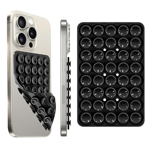 1Pcs Silicone Suction Cup Phone Case Mount Double Sided, Phone Accessories Hands-Free Sticky Phone Grip for Selfies and Videos, Anti-Slip Phone Suction Grip for iPhone and Android, Black | Amazon (US)
