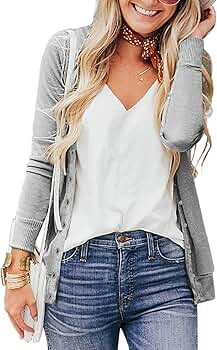 a.Jesdani Women's Button Down Crew Neck Long Sleeve Soft Knit Cardigan Sweaters | Amazon (US)