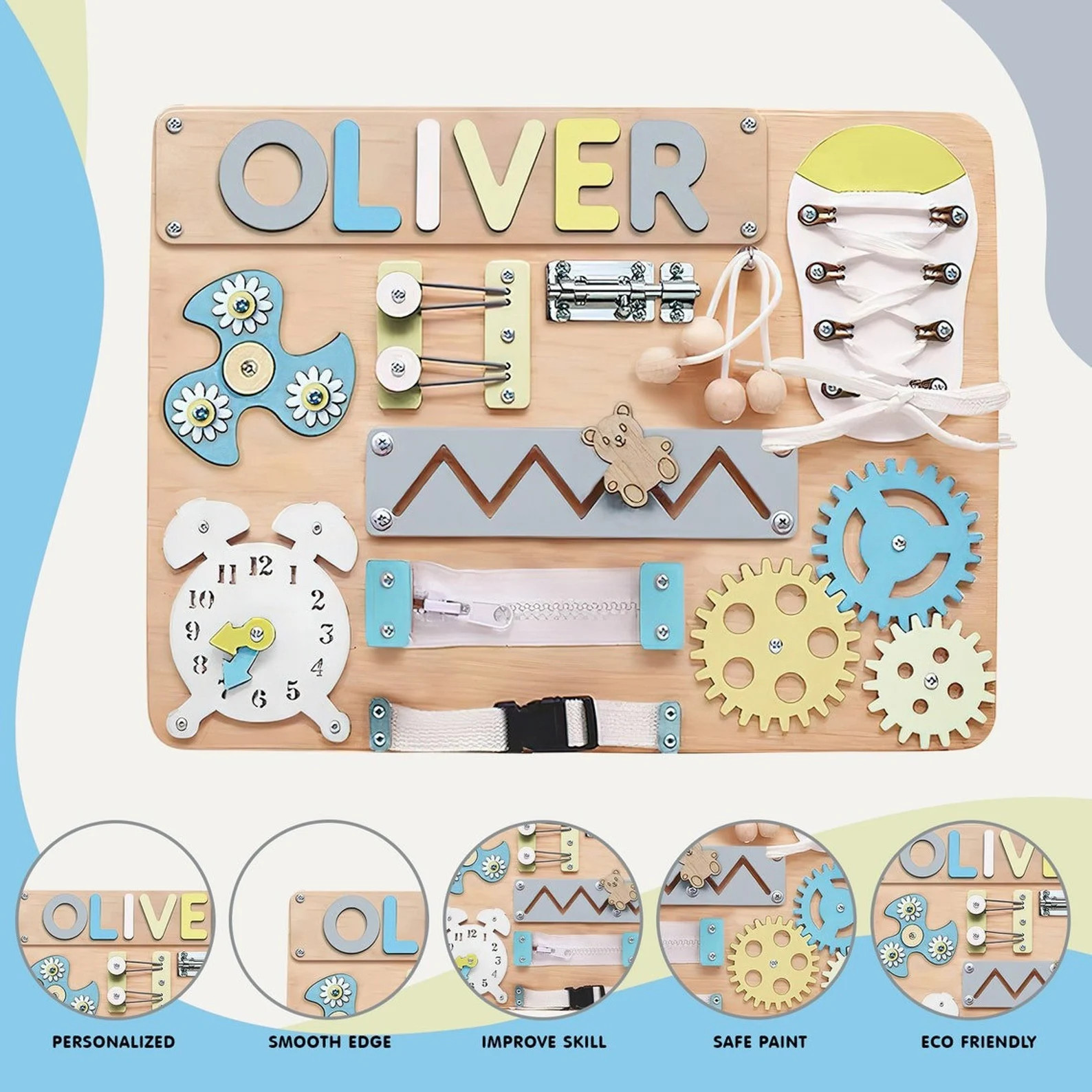 Personalized Toddlers Busy Board Development Toys Montessori - Etsy | Etsy (US)