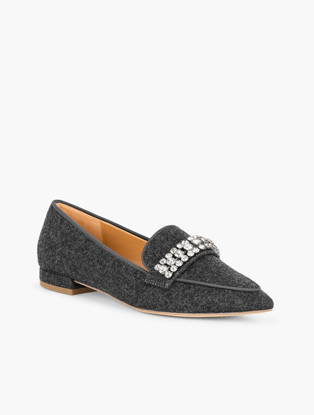 Scarlet Rhinestone Flannel Pointed Toe Loafers | Talbots