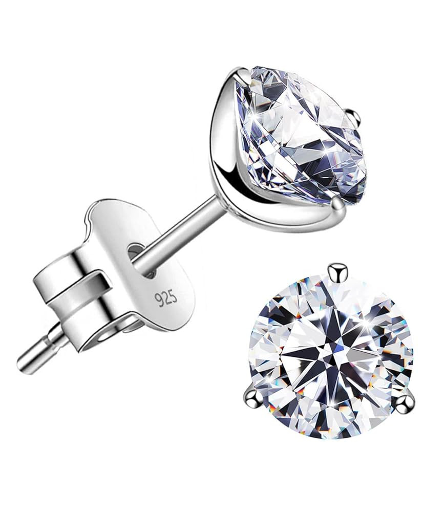 "STUNNING FLAME" 18K Gold Plated Silver Brilliant Cut Simulated Diamond Cubic Zirconia Stud Earri... | Amazon (US)