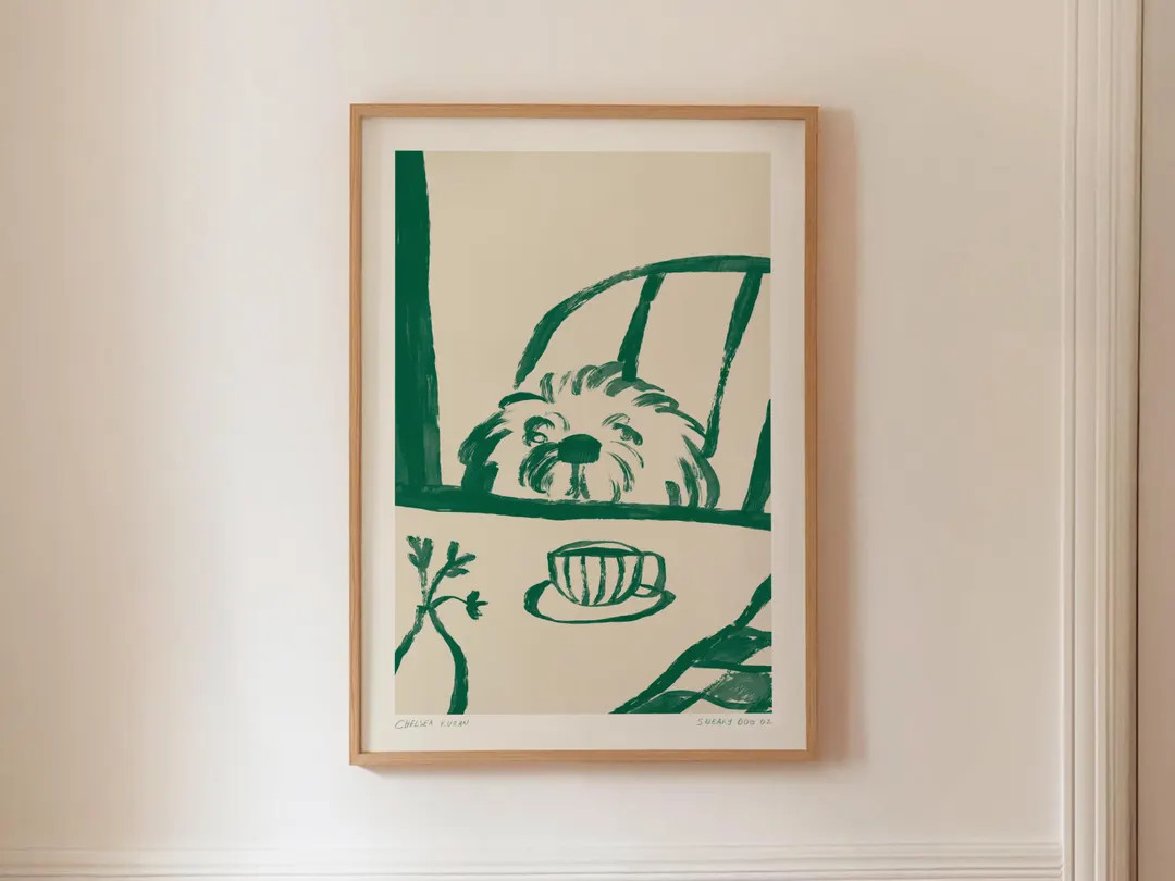 SNEAKY DOG 02 - Kitchen Print, Abstract Coffee Wall Art, Funny Diner Decor, Modern Animal Sketch,... | Etsy (US)