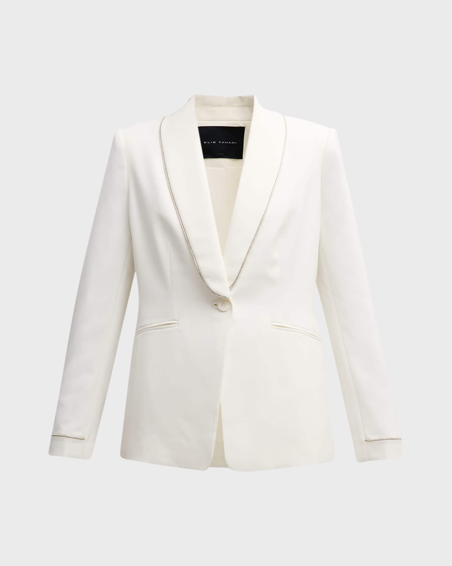 Elie Tahari The Lexy Single-Button Rhinestone-Trim Blazer | Neiman Marcus