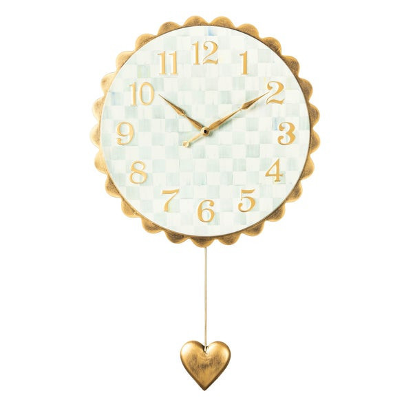 MacKenzie-Childs Sterling Check Heart Pendant Wall Clock | MacKenzie-Childs