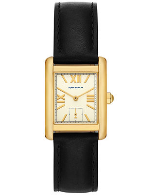 Tory Burch Women's The Eleanor Black Leather Strap Watch 25mm - Macy's | Macy's