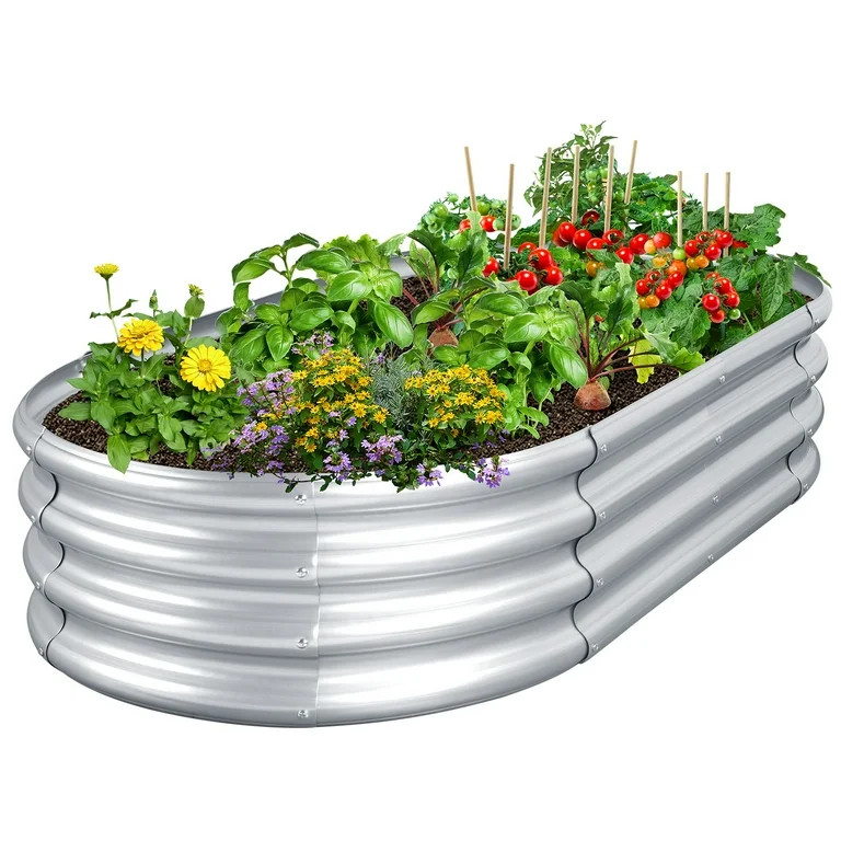 Livhil Galvanized Raised Garden Bed, Outdoor Garden Planters, Galvanized Raised Planters 4ft (L) ... | Walmart (US)