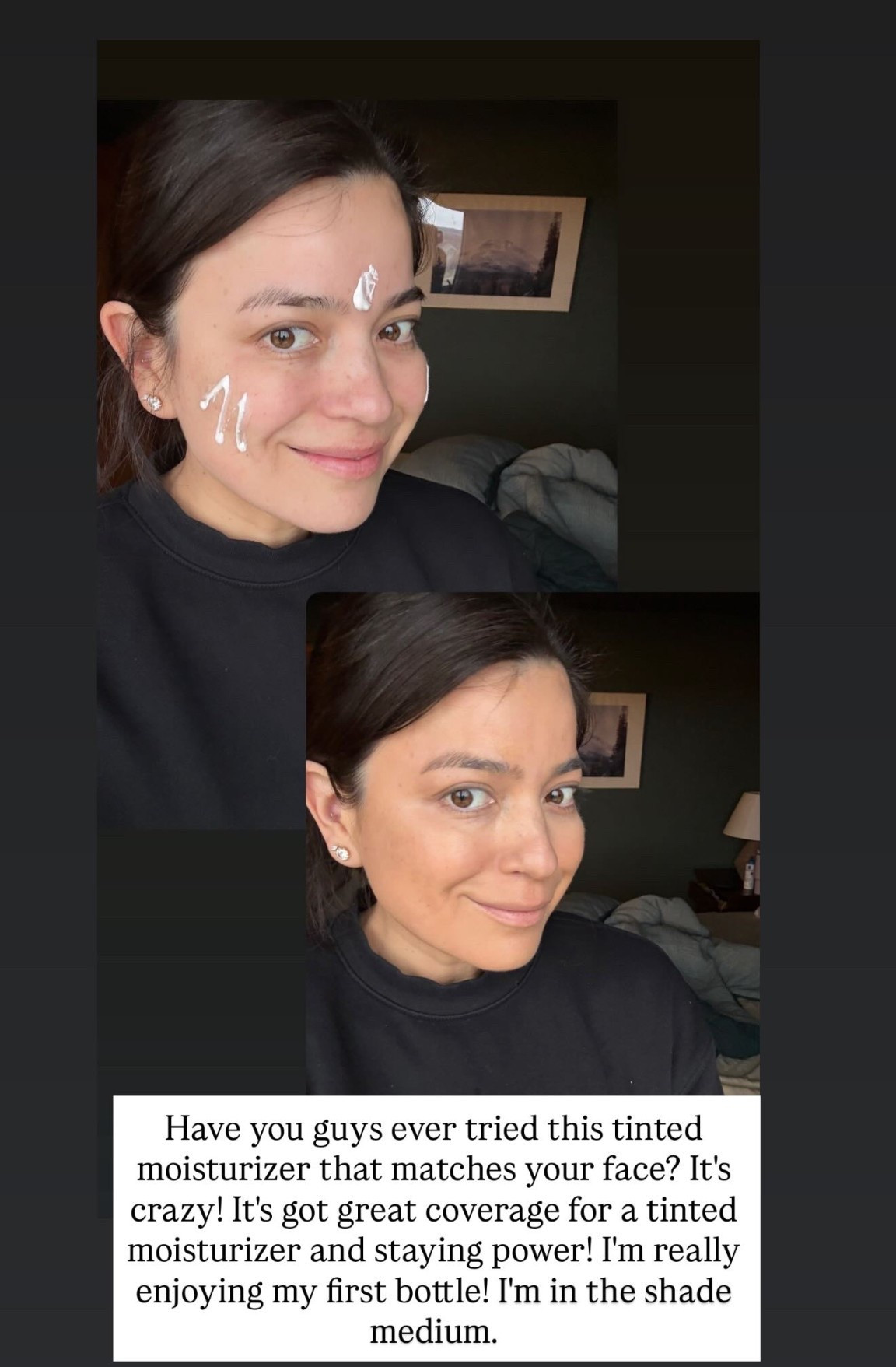 Have you guys ever tried this tinted moisturizer that matches your face? It's crazy! It's got great coverage for a tinted moisturizer and staying power! I'm really enjoying my first bottle! I'm in the shade medium.