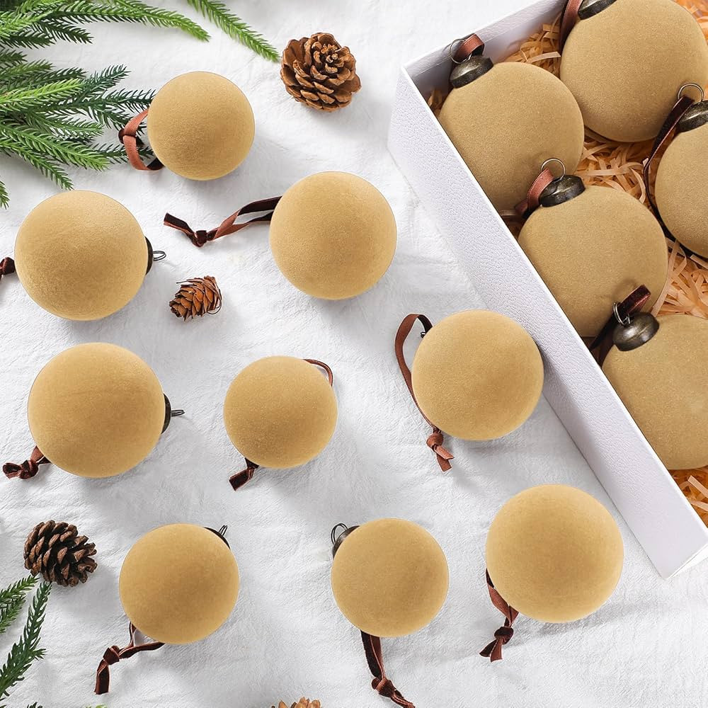 18 Pcs Christmas Velvet Christmas Balls Bulk Flocked Xmas Tree Ball Ornaments Plastic Velvet Chri... | Amazon (US)